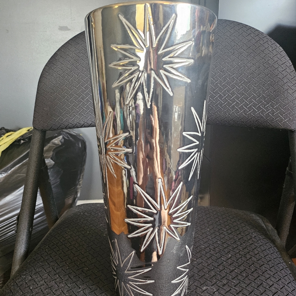 Pier 1 Silver Starburst Accent Vase